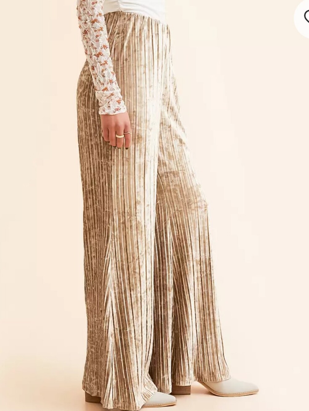 🌸💛 final drop 🌸💜Free People Star Champagne Velvet Flare Pants - Picture 5 of 9